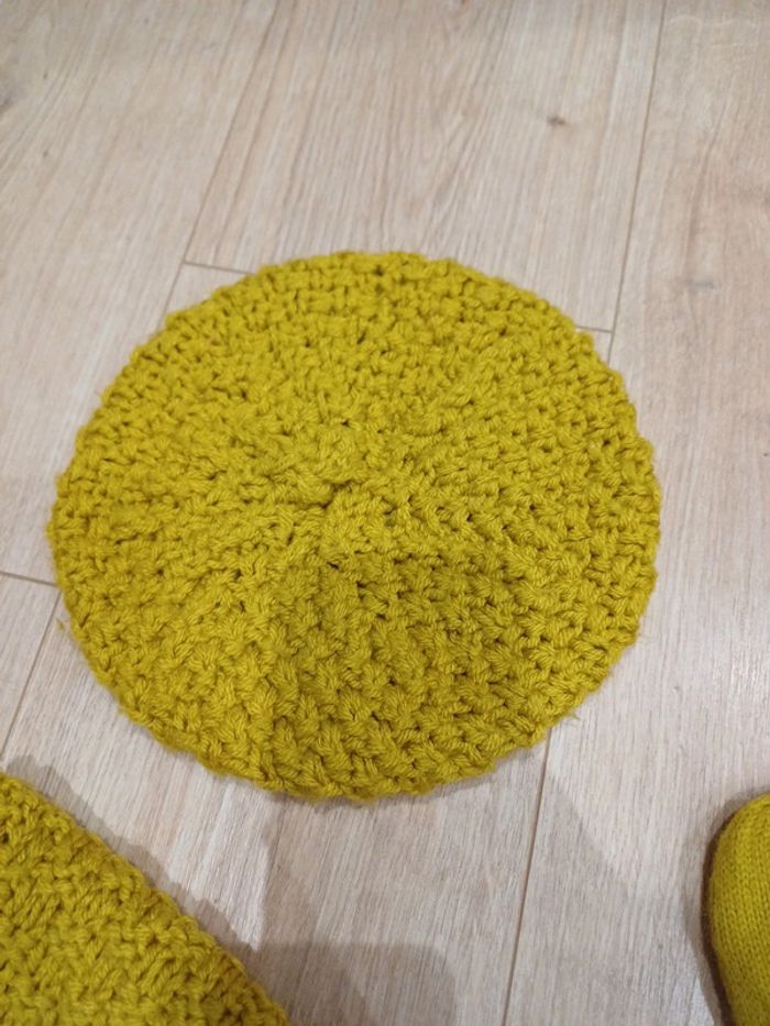 Ensemble moufles béret et snood moutarde - photo numéro 7