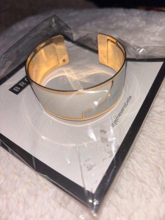 Bracelet manchette BRÉAL bleu et blanc doré - photo numéro 5