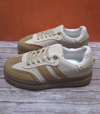 Baskets en toile Camel et Beige - Style Rétro - Neuves - Taille 40