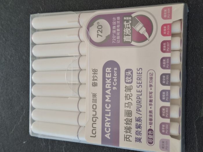 Boîte de 9 feutres acryliques Languo – Purple Series