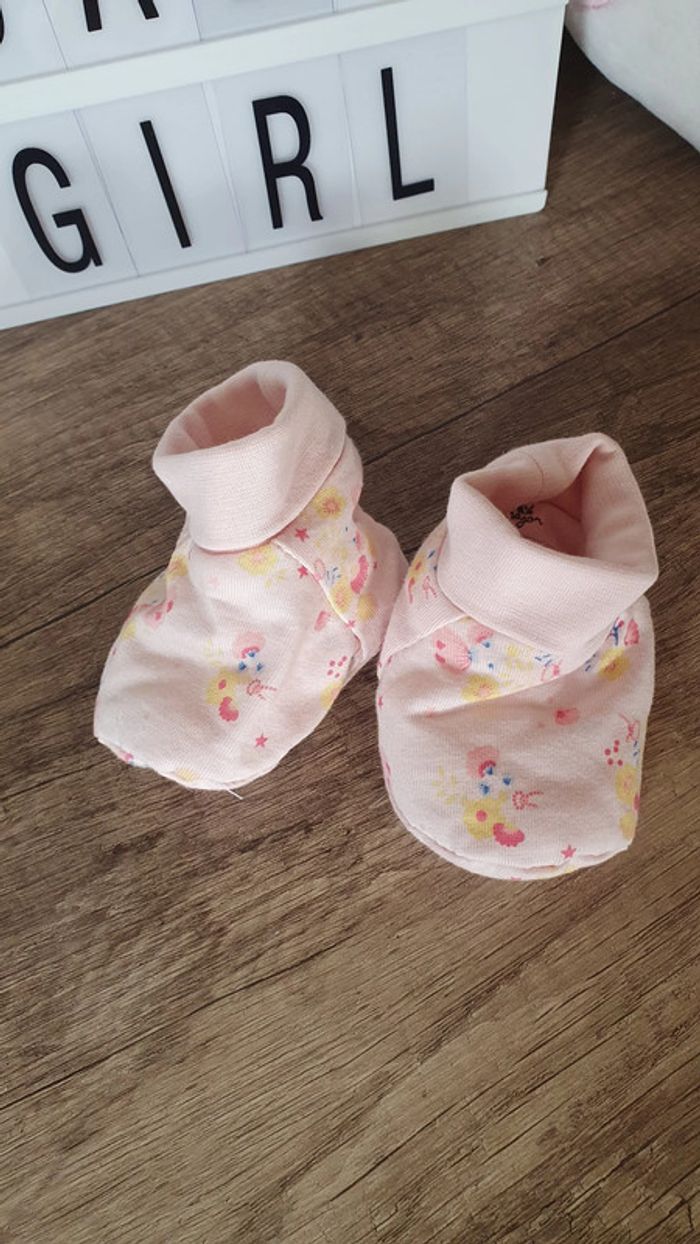 Lot chaussons et moufles rose à fleurs - photo numéro 4