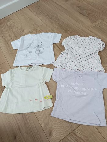 Lot 4 t shirts 6 mois fille