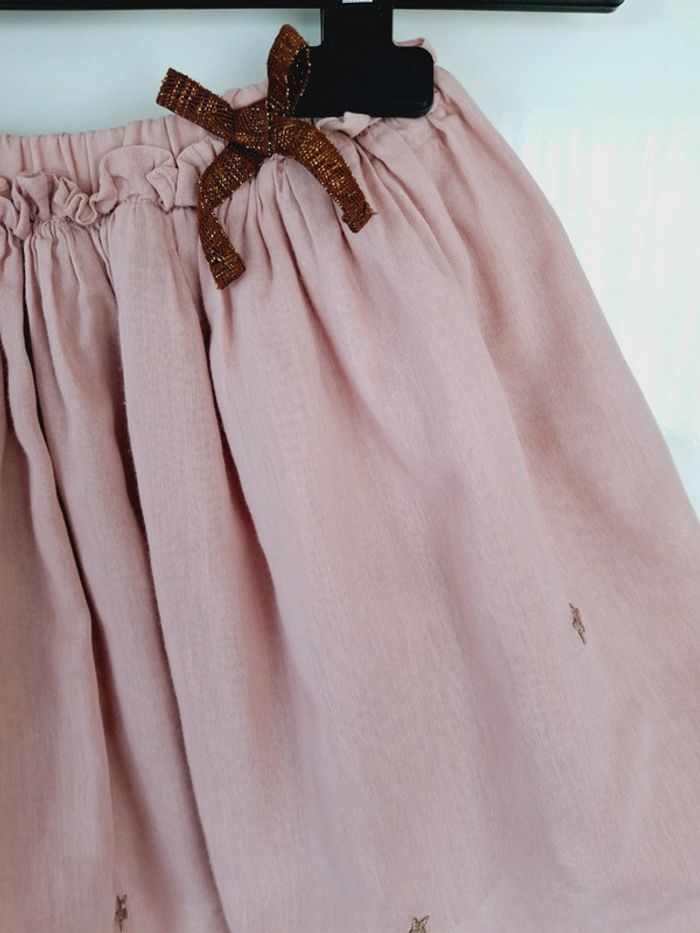 Jupe Marese 10 ans en soie rose saumon motifs étoile dorées - photo numéro 2
