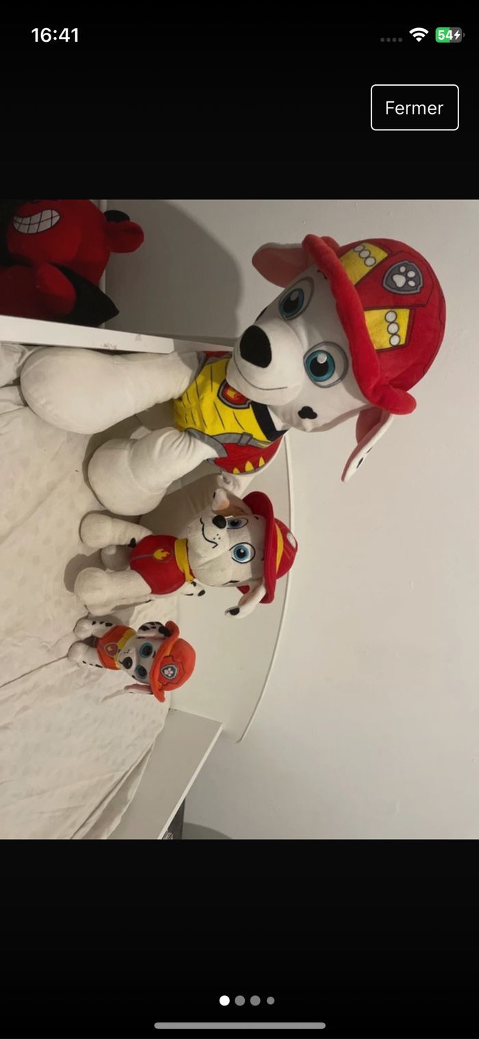 Lot de trois peluche pat patrouille Marshall