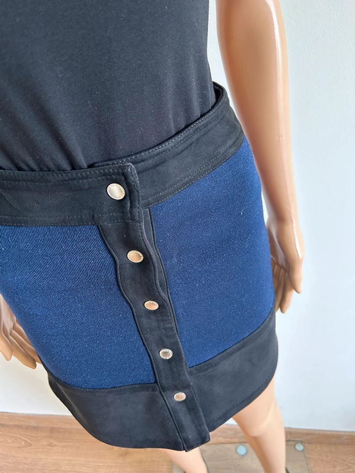 Jupe bleue marine et noire avec boutons pressions Morgan taille 34 TBE - photo numéro 6