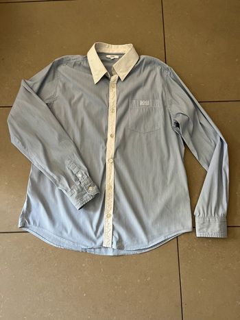 Chemise rayée bleu et blanc boss garçon 14 ans