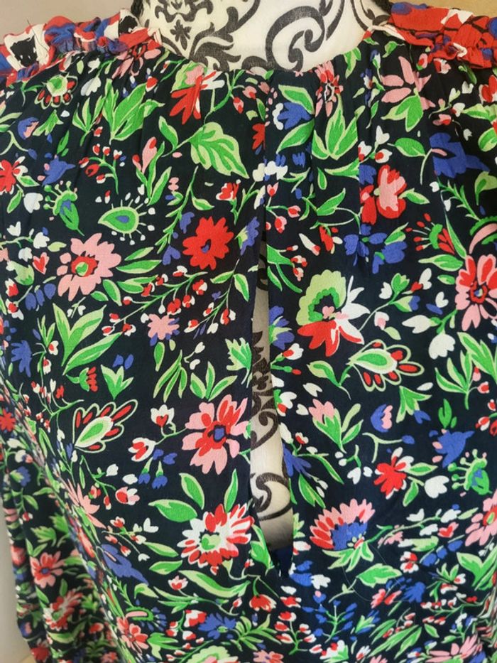 Blouse fleurie vintage Zara – Taille S/M – Épaules smockées, coupe ample - photo numéro 3