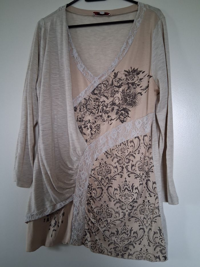 Tunique beige et marron " t- XL "