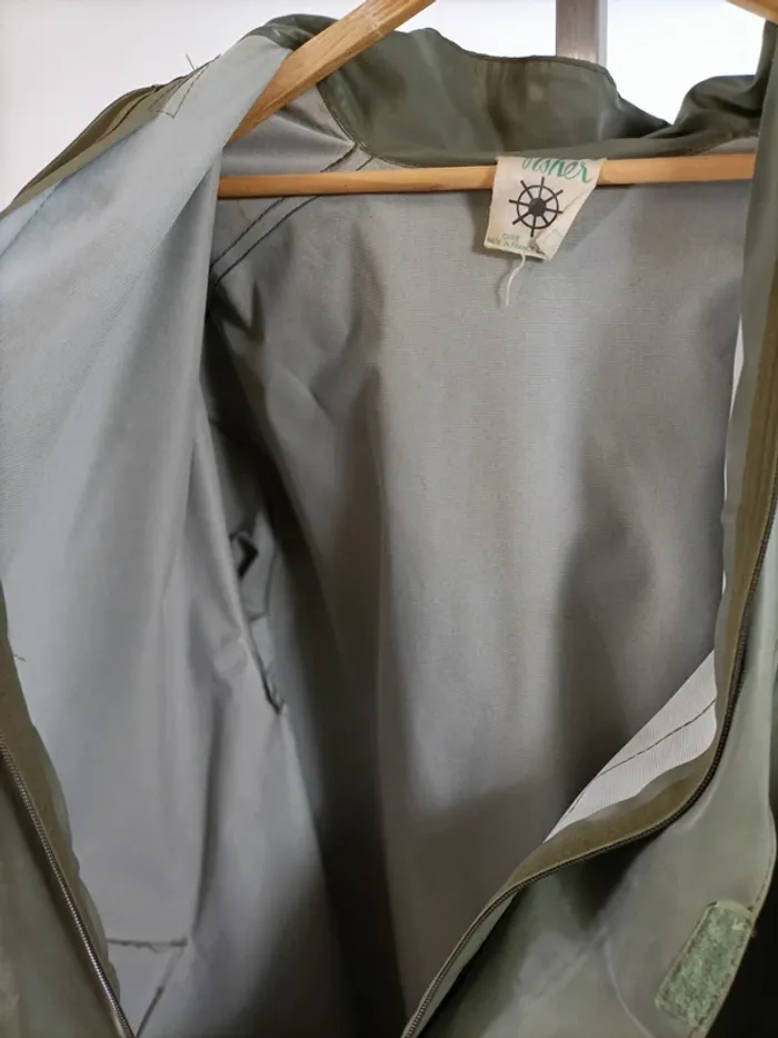 Ciré imperméable vintage vert kaki The Fisher made in France, coupe unisexe, capuche A1367 - photo numéro 8