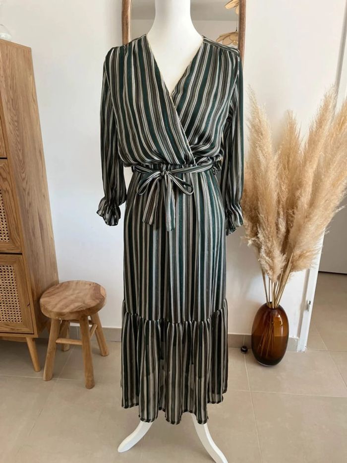 Robe longue verte à rayures Scarlet Roos - photo numéro 3
