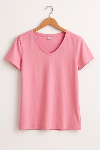 T-shirt rose femme col en V