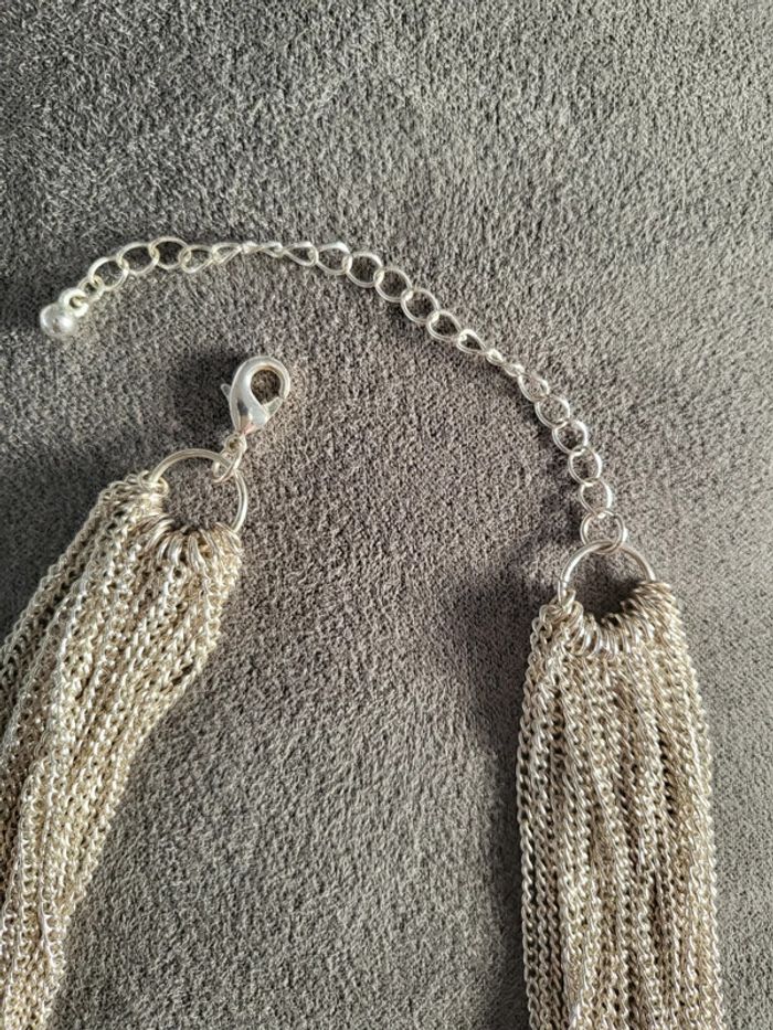 Collier chaînes argenté 42/52cm - photo numéro 4