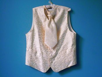 Gilet de costume + lavallière homme ensemble maiage L 42 champagne TBE
