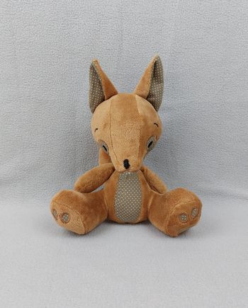 Peluche doudou renard FL Augusta marron pois blanc yeux nez noir 23 cm
