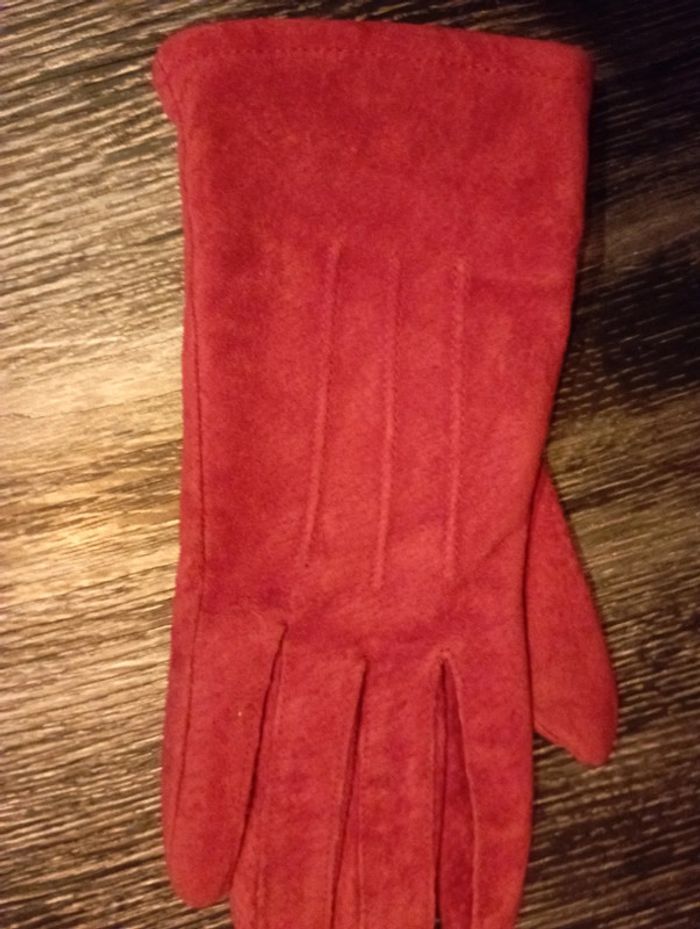 Gants femme daim rouge - photo numéro 3