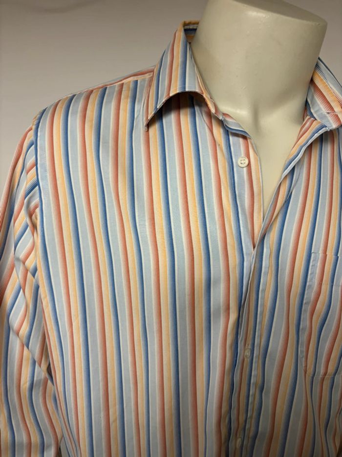 Chemise Hugo Boss homme - Taille 42 - Bleu et orange - photo numéro 4
