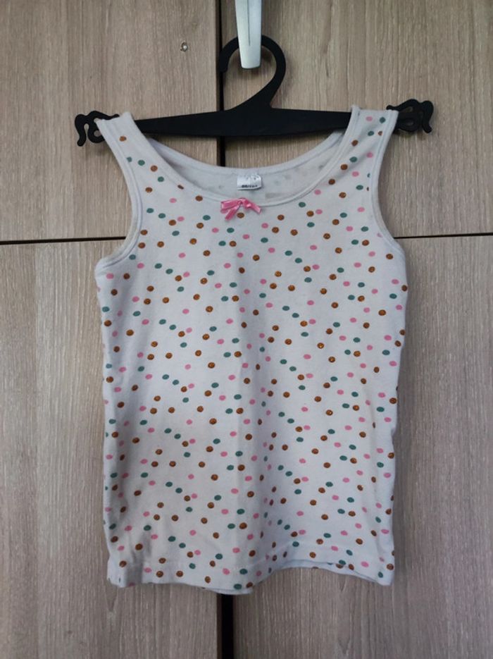 Lot 2 debardeur blanc a pois & bleu canard 3 4 ans - photo numéro 2