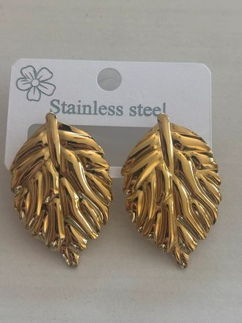 Boucles d’oreilles feuilles acier inoxydable doré