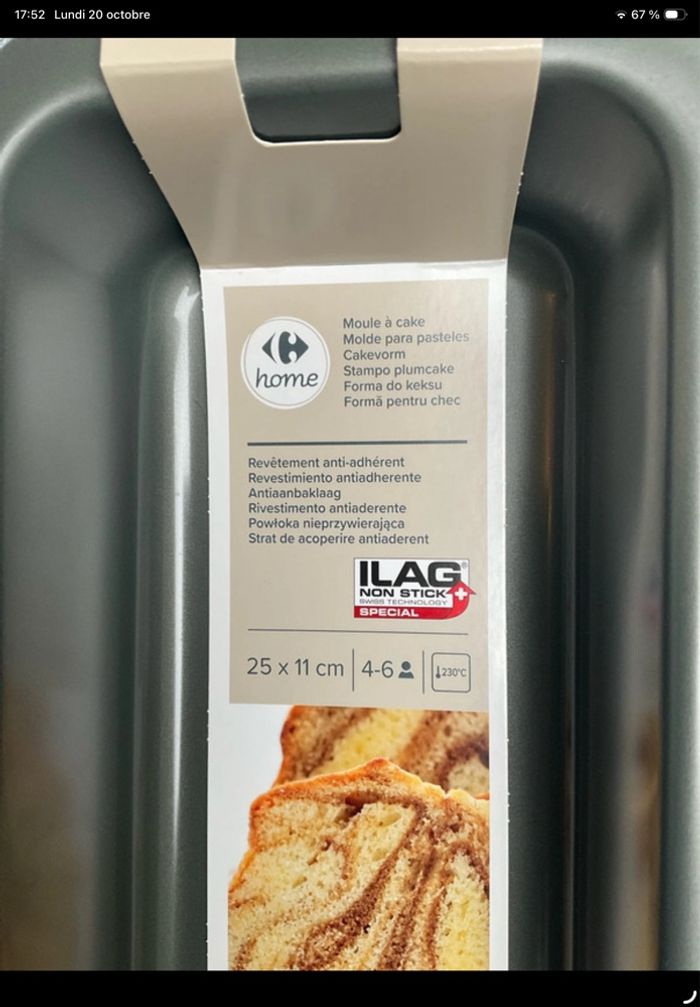 Moule à cake 25x11cm Carrefour Home gris neuf - photo numéro 3