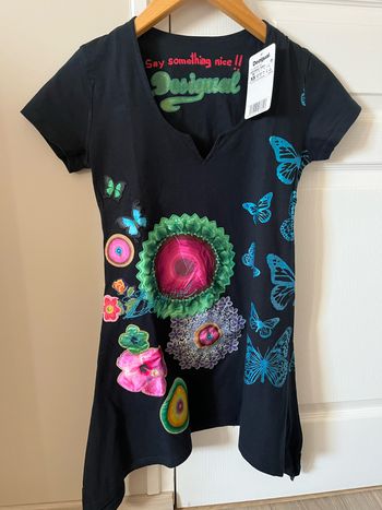 Teeshirt long marine Desigual femme XS, neuf