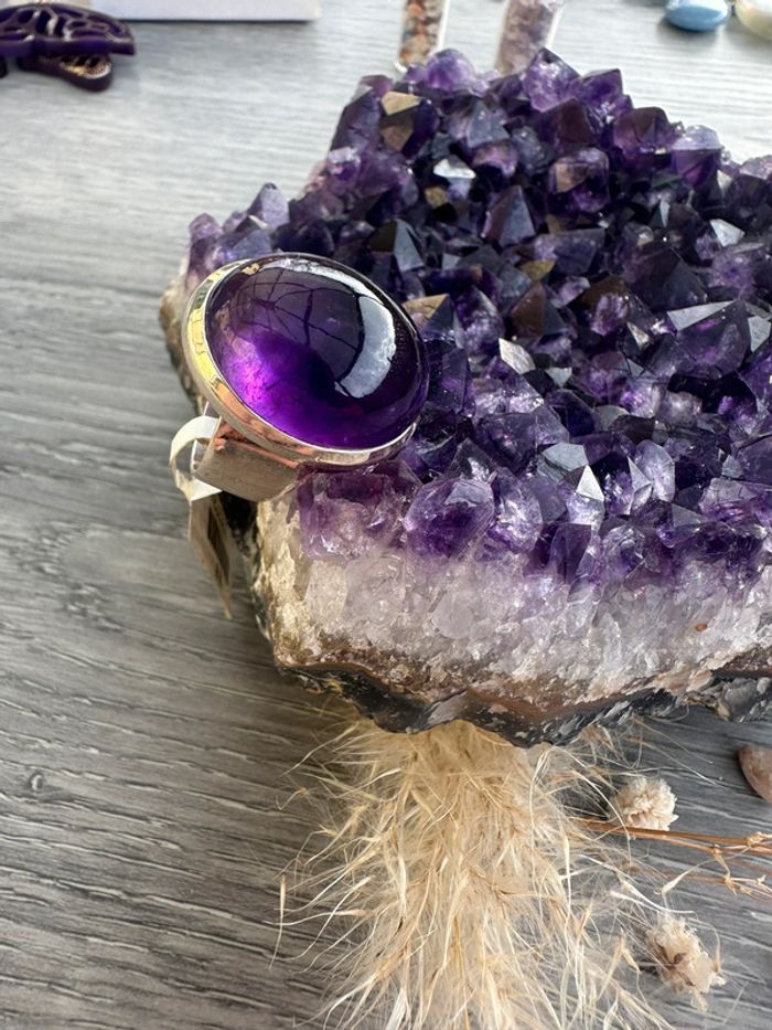 Bague en argent et Améthyste véritable - Pierre véritable - photo numéro 2