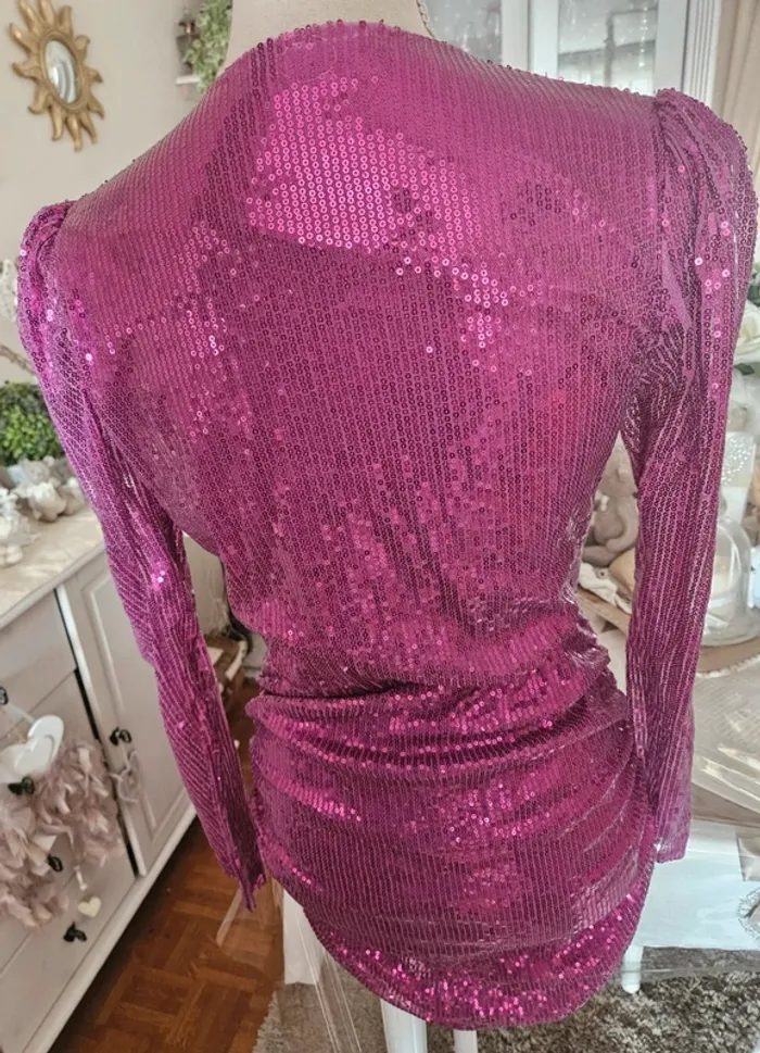 Robe rose fushia à sequins Jestoms Taille M - photo numéro 5