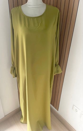 Abaya Fluide Manches Froufrou – Vert claire