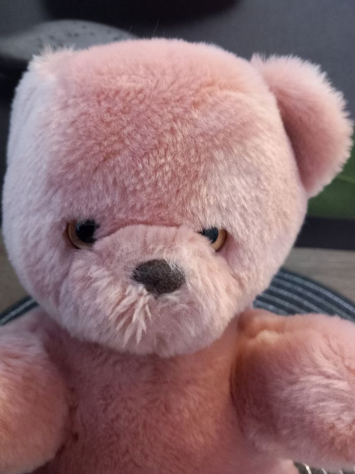 Peluche ours rose marque nounours 24cm vintage - photo numéro 2