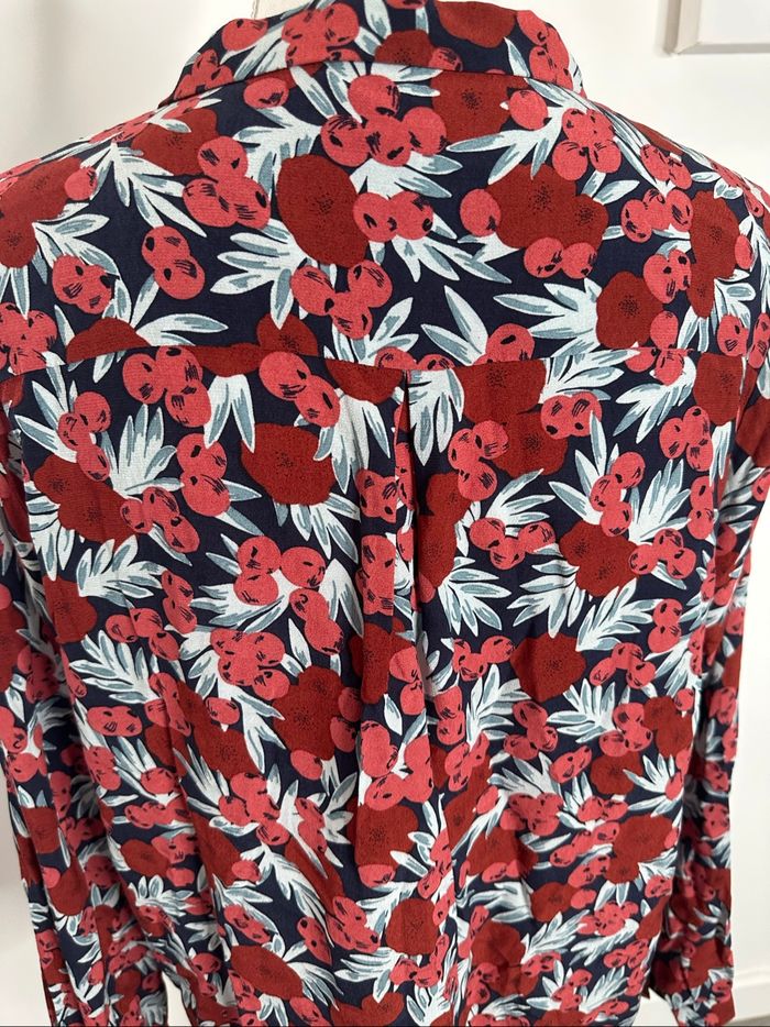 Chemisier à fleurs rose rouge bordeaux Des Petits Hauts T42 XL - photo numéro 6