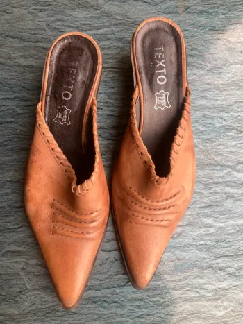 Mules petit talon cuir