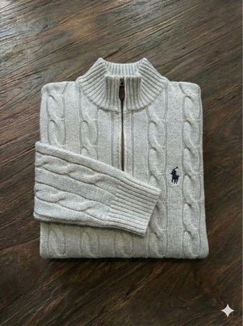 Pull gilet zip 1/4 camionneur Ralph Lauren torsadé old money vintage