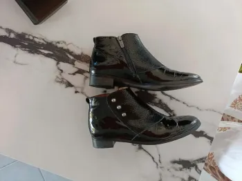 Bottines cuir bi-matière noires