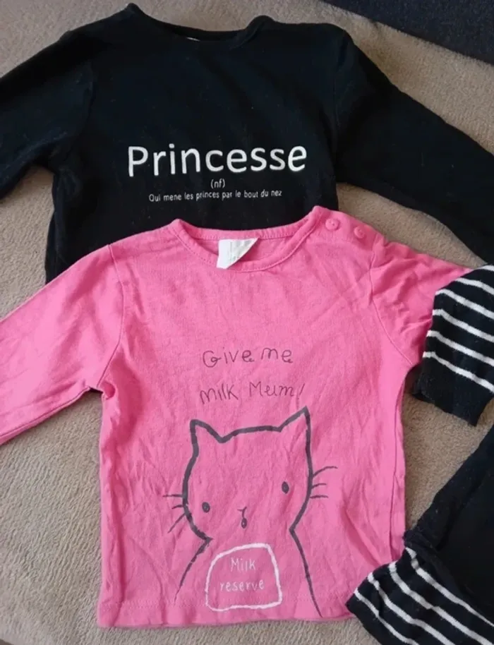 Lot bébé fille 3 mois t-shirt Kiabi robe noire ikks - photo numéro 2