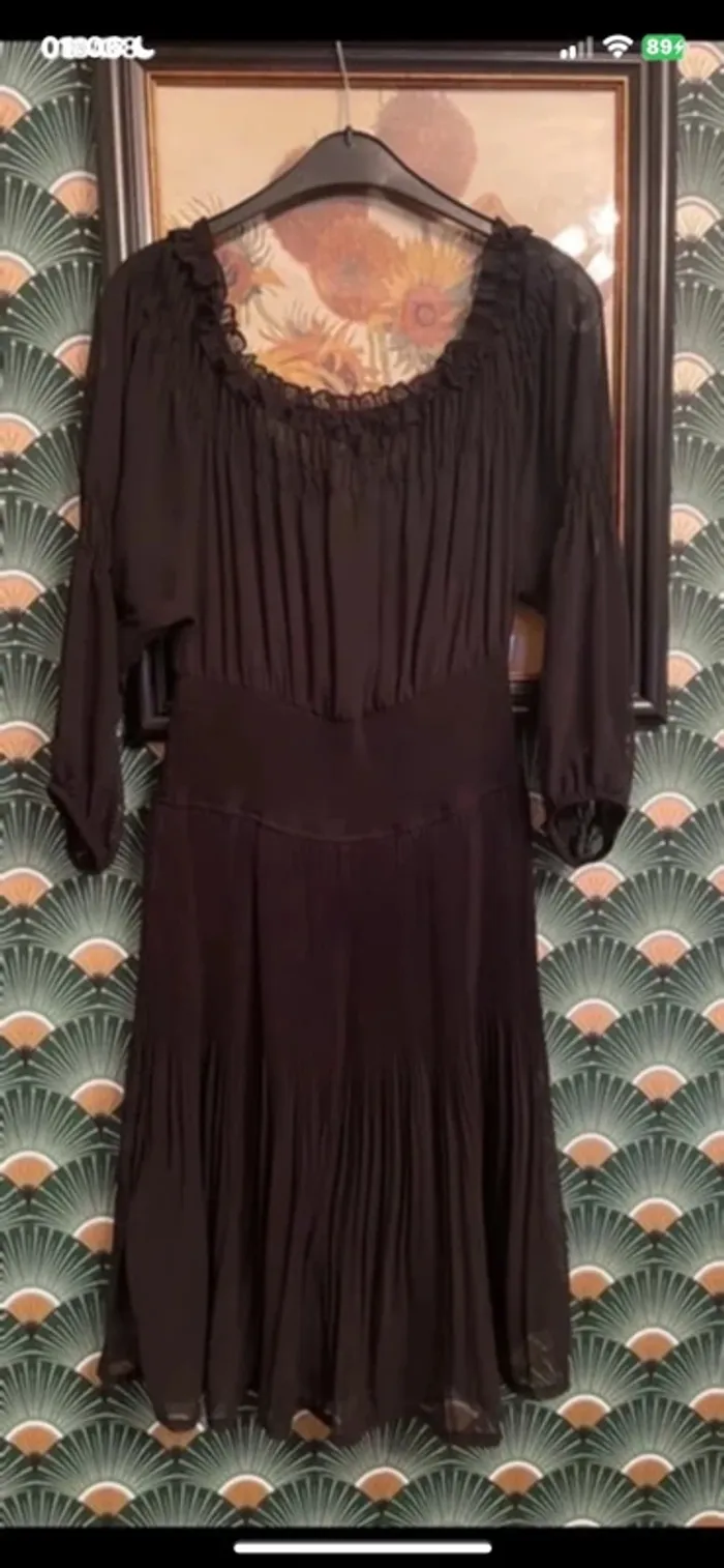 Robe noir zara en mousseline taille L - photo numéro 2