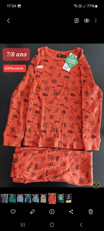 Pyjama avec motif garçon 7/8ans