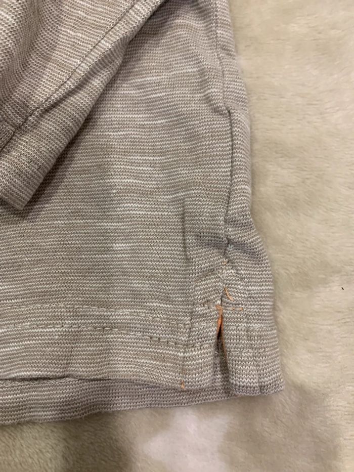 Tee-Shirt Manches Longues Gémo Taupe et Blanc 6M - photo numéro 6