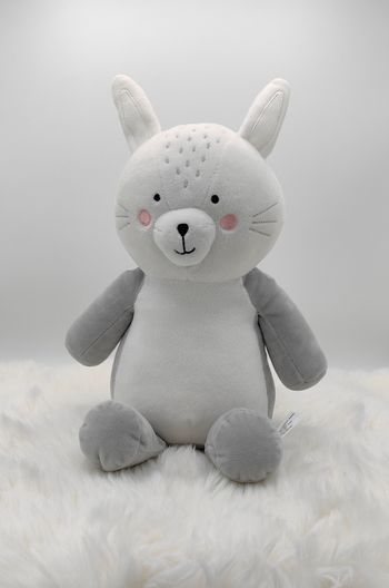 Doudou peluche Lapin blanc et gris Monoprix