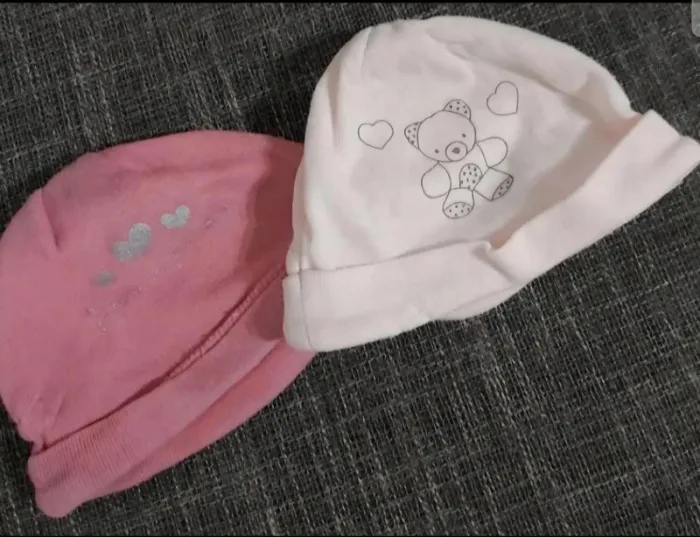 Lot de 2 bonnets en coton naissance