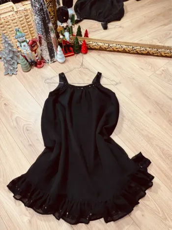 Taille 10 ans robe fête fille Kiabi noir * sequins voilage * 🎄