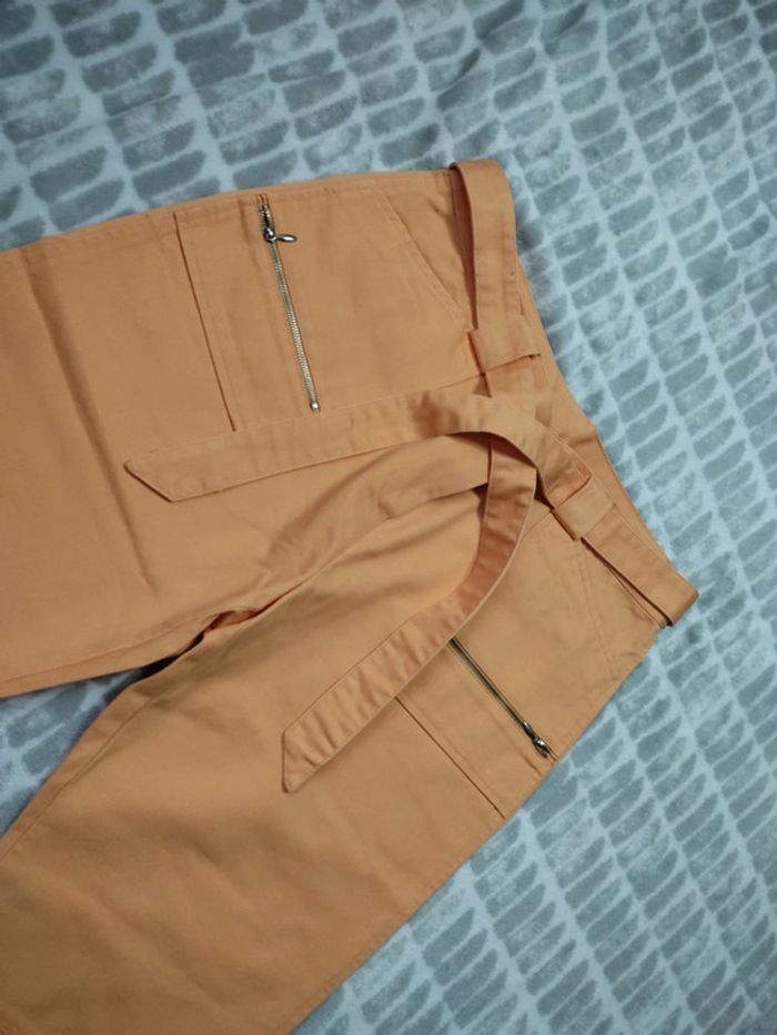 Pantalon court droit orange ajusté à pinces orange la redoute taille 40 - photo numéro 2