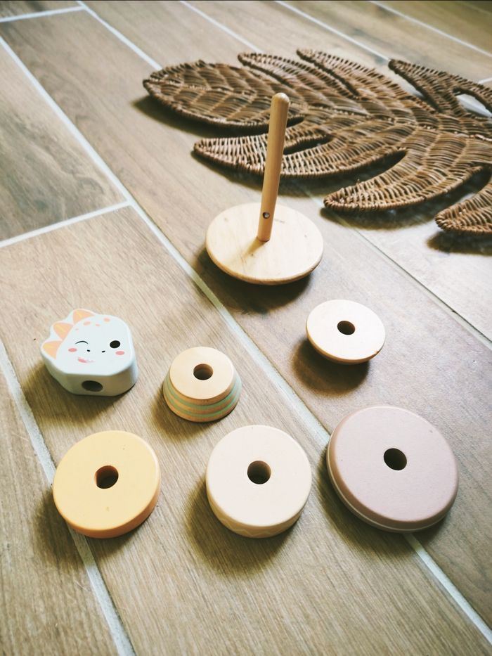 🦕Jeu de motricité. - Culbuto Pyramide/tour dinosaure à empiler en bois - photo numéro 3