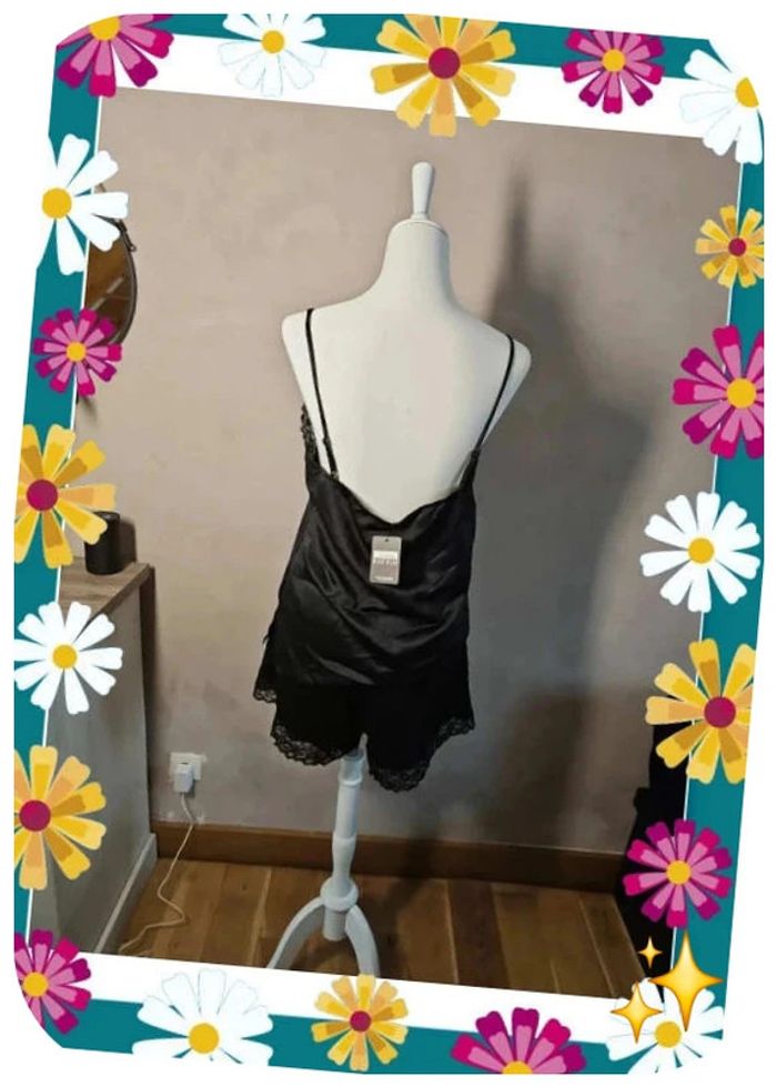 🌙 Pyjama satin noir 2 pièces Tezenis – Taille XL – Jamais porté 🖤 - photo numéro 3