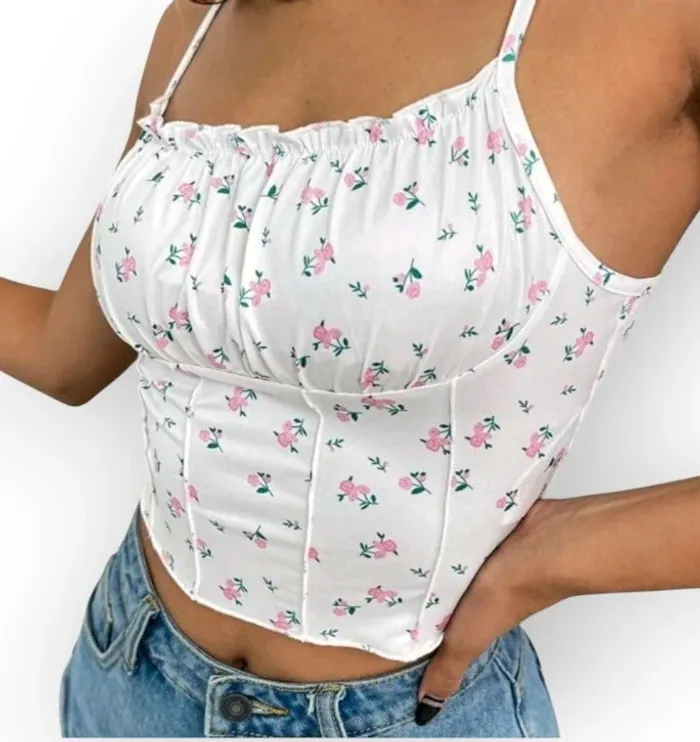 Top fleuri à fines bretelles Shein Taille M - photo numéro 5