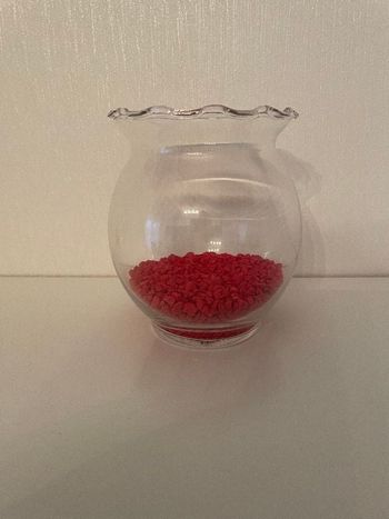 Joli Petit Bocal Forme Boule avec Collerette & Graviers