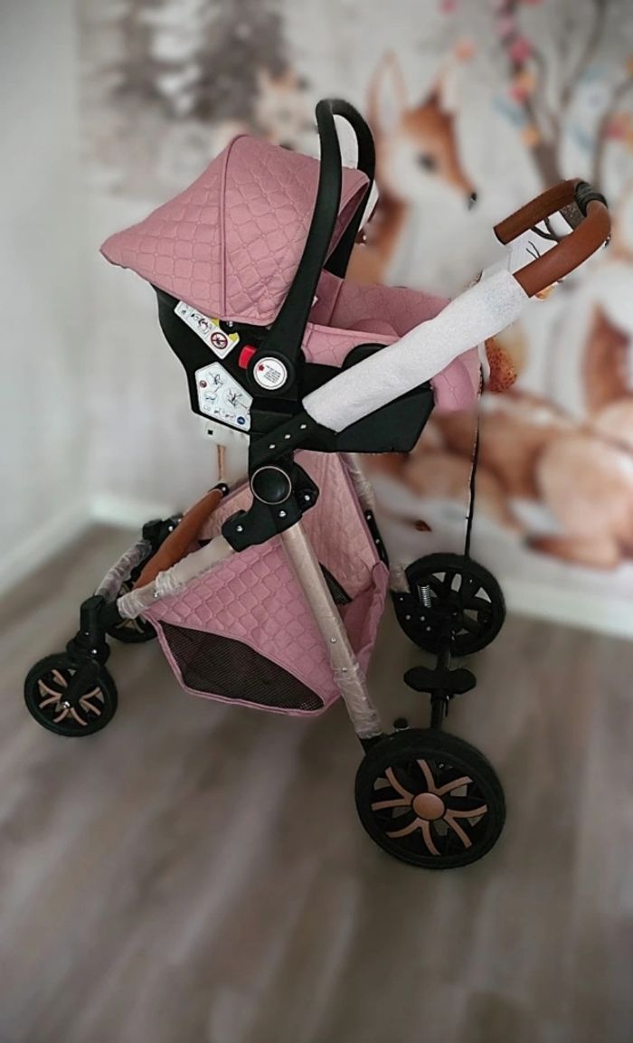 Poussette Trio Évolutive Rose -Complète et Polyvalente 🌸 - photo numéro 5