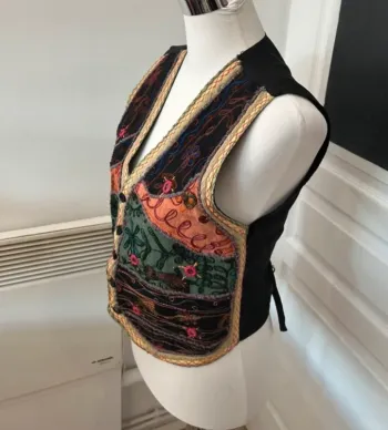 Gilet barman, veste sans manches boutonné , imprimer multicolore