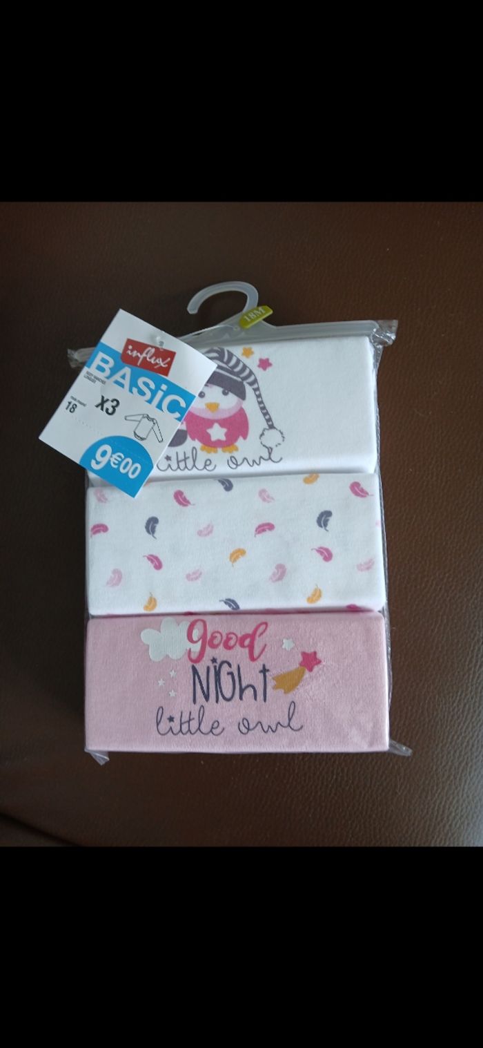 Lot de 3 bodies manches longues 18 mois