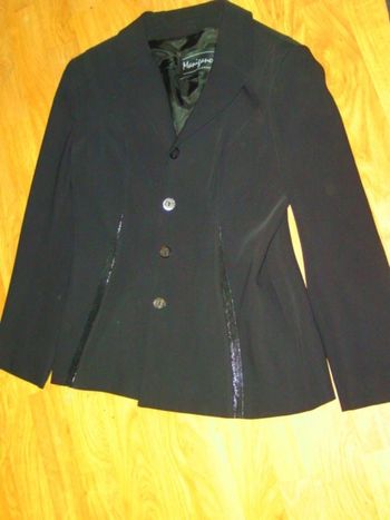 Veste MANIGANCE noire habillée empiècements cuir noir 42 TBE
