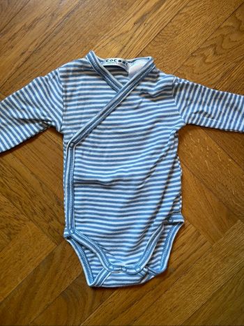 Body bébé 1 mois à rayures bleu / blanc