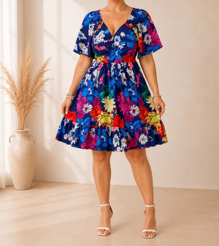Robe festival tropical multicolore Femme taille 52 marque Violeta by Mango 👜 - photo numéro 8